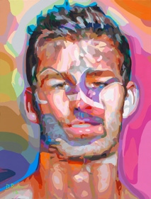 Gay Male Art paintings "Embracing Desire" by San Francisco artist Donald Rizzo. Rizzo paints optical illusions in a style call Ambiguous Delusions.