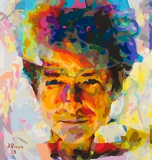 Abstract Realism Juxtaposed paintings "Like a Brother" Bruce Springsteen juxtaposed Bob Dylan by San Francisco artist Donald Rizzo